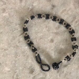 Elegant Black and White Beaded Bracelet